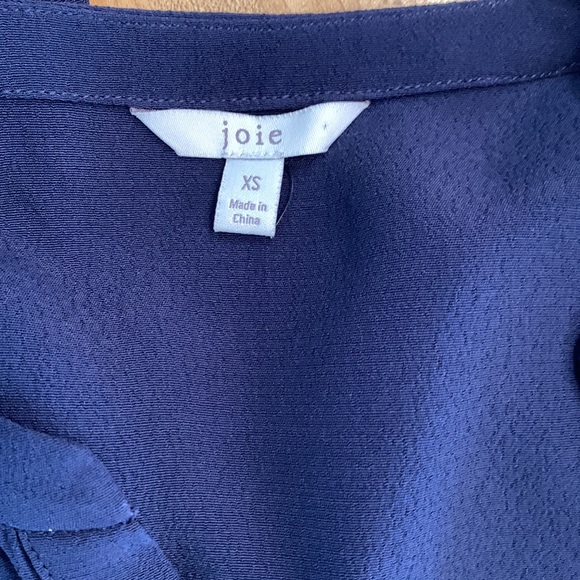 Joie Abe Button Embellished Crepe Long Sleeve Blouse in Midnight. - Picture 9 of 10